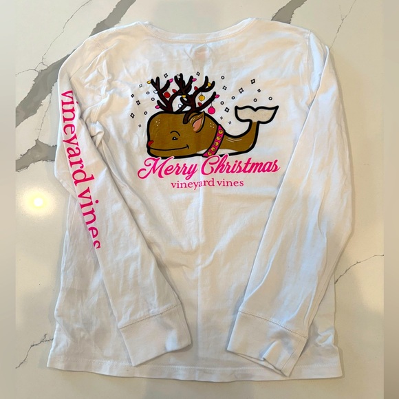 Vineyard Vines Other - Vineyard Vines Girls Long-Sleeve Reindeer Whale Pocket Tee